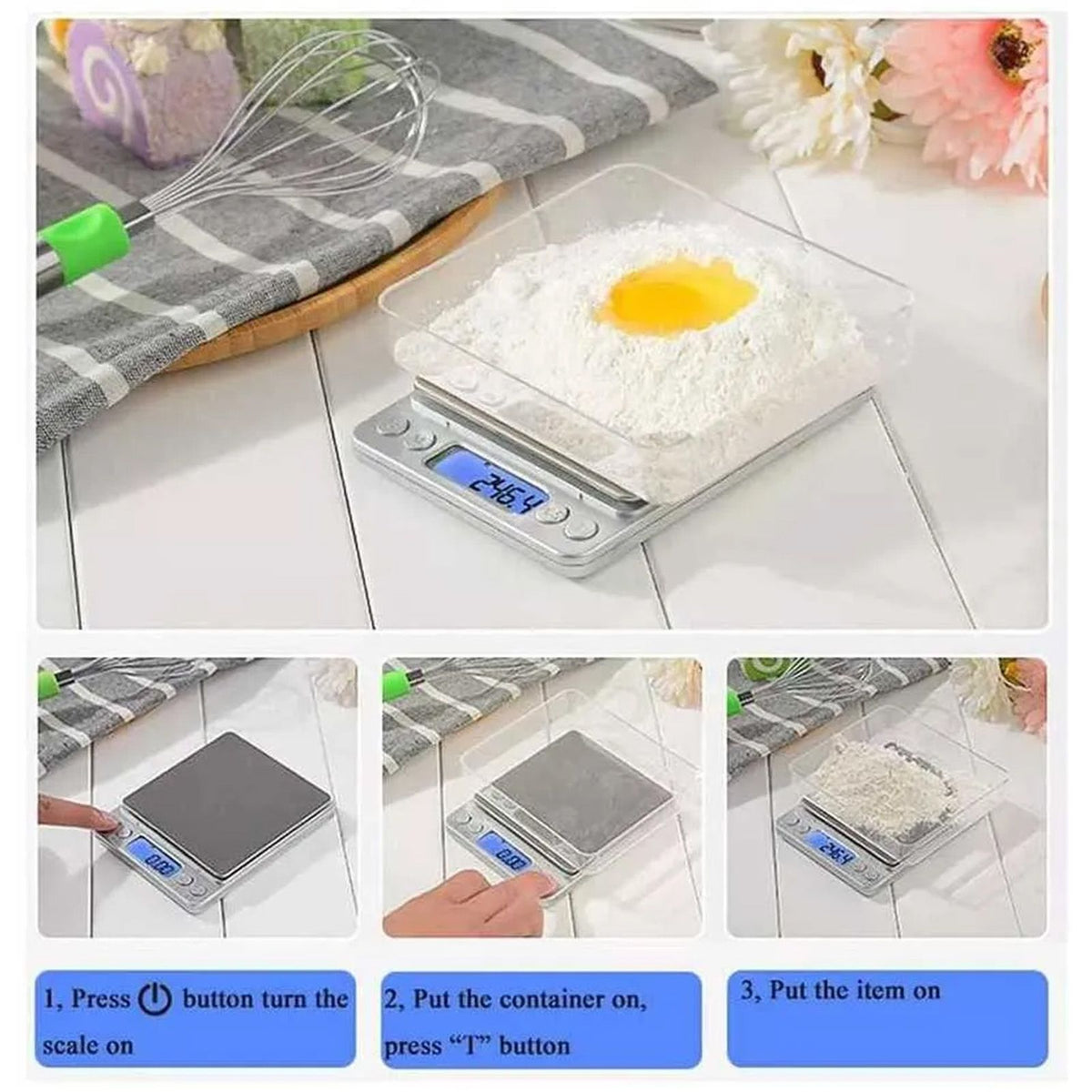 Kitchen Electronic Scale 0.1g High Accuracy Mini Portable LCD Display Digital Food Scale for Jewelry