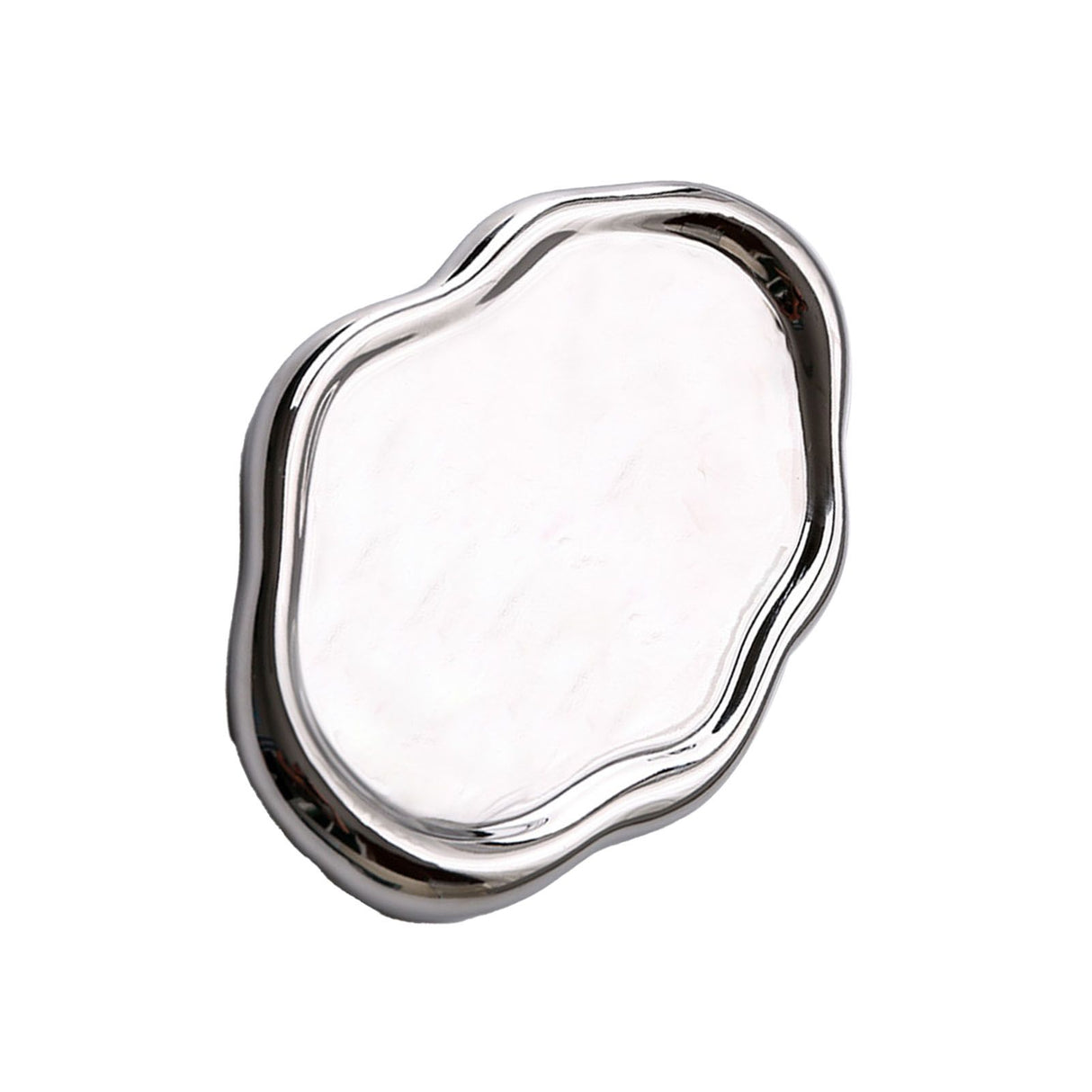 Jewelry Plate Ceramic Glossy Appearance Simple Modern Stylish Storage Tray for Home Gift Silver Oval