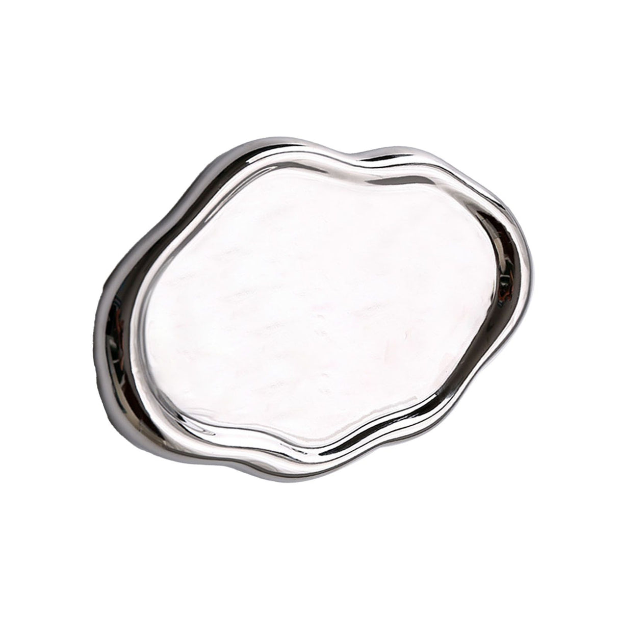 Jewelry Plate Ceramic Glossy Appearance Simple Modern Stylish Storage Tray for Home Gift Silver Oval