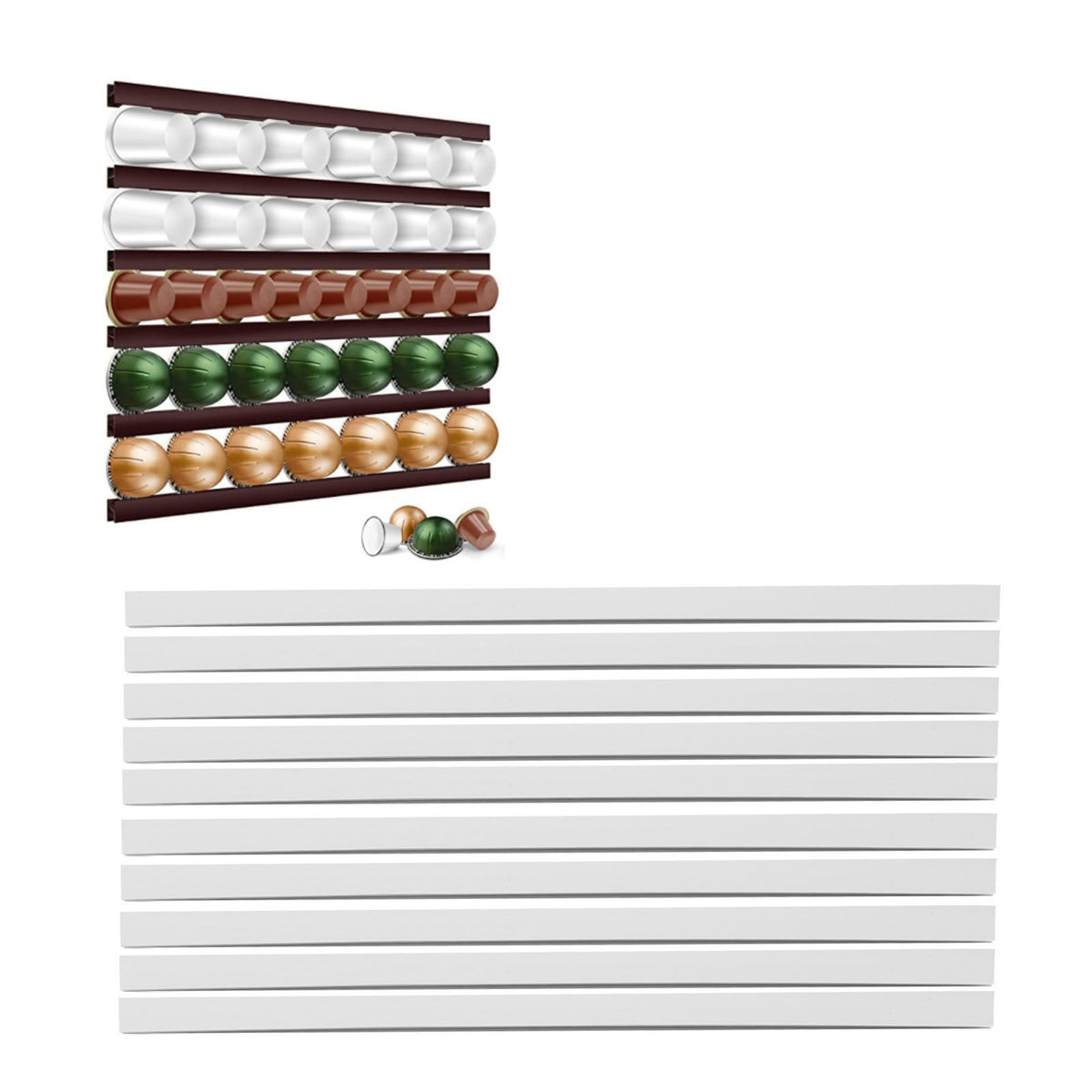 Coffee Capsule Strip Storage Organizing Wall Mounted Coffee Pod Holder Strip for Counter Kitchen Magnet White