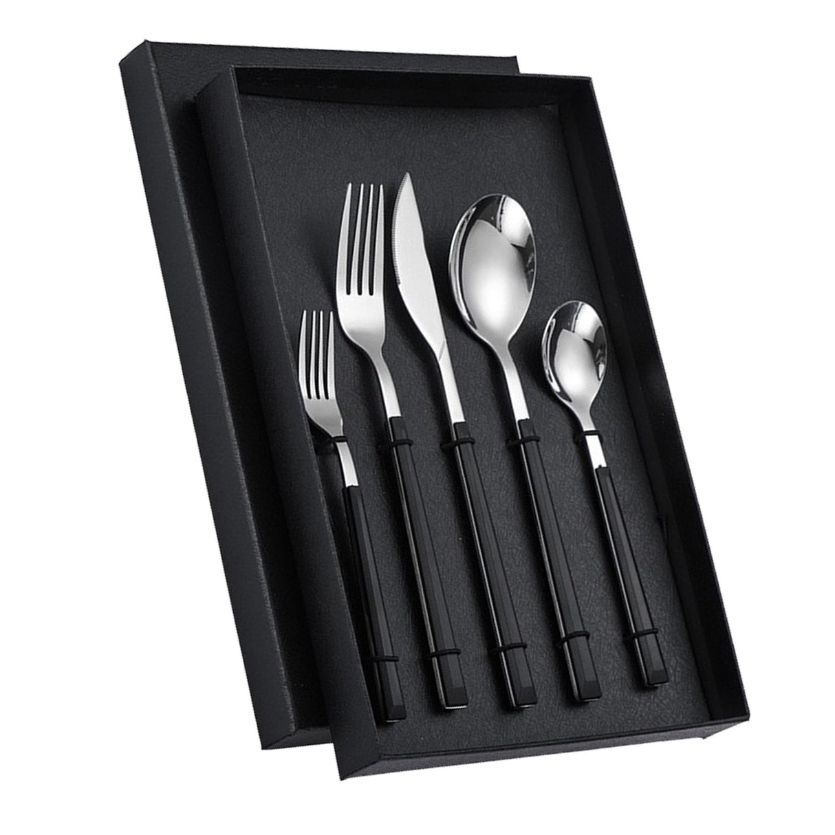Tableware Cutlery Set Stainless Steel Dinner Knives Forks Spoons Eating Utensils High Hardness Flatware Set Black Handle
