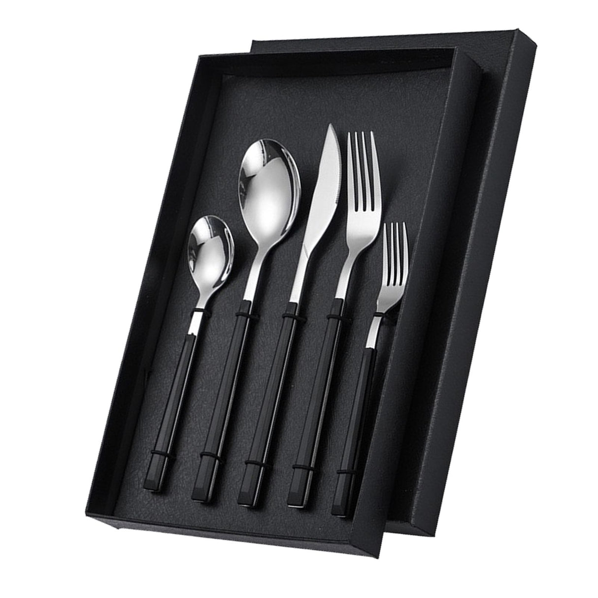 Tableware Cutlery Set Stainless Steel Dinner Knives Forks Spoons Eating Utensils High Hardness Flatware Set Black Handle