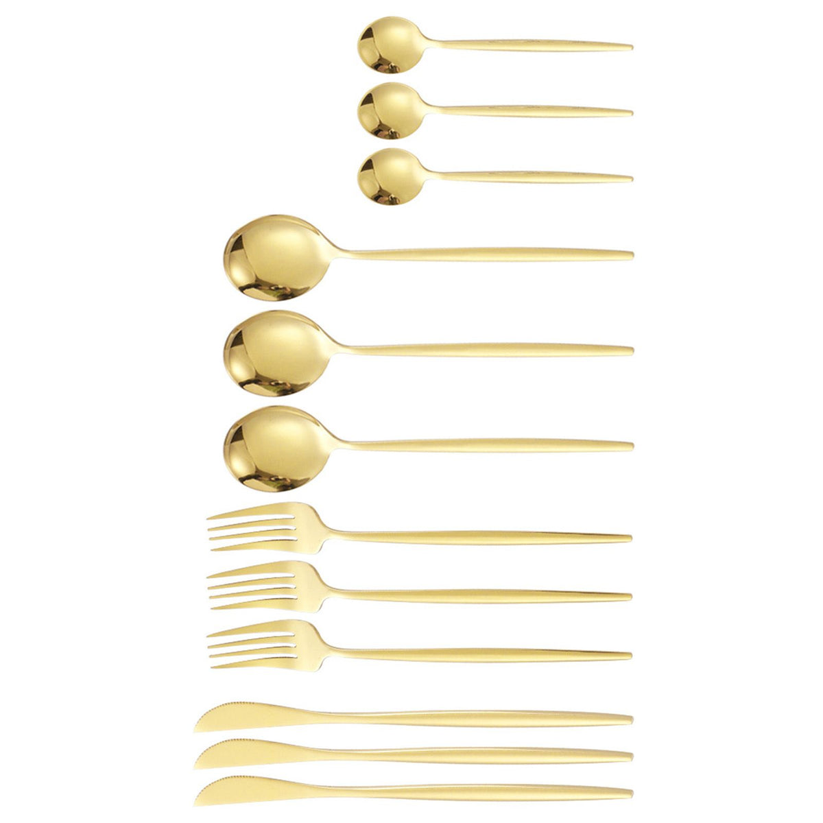 12Pcs Tableware Set Spoons Knives Forks Glossy 410 Stainless Steel Cutlery Set for Home Restaurant Gold