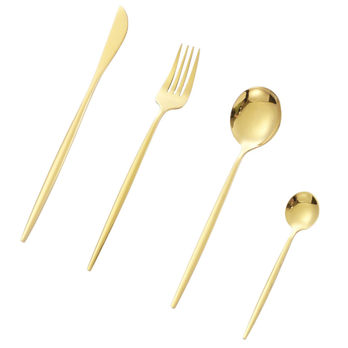 12Pcs Tableware Set Spoons Knives Forks Glossy 410 Stainless Steel Cutlery Set for Home Restaurant Gold