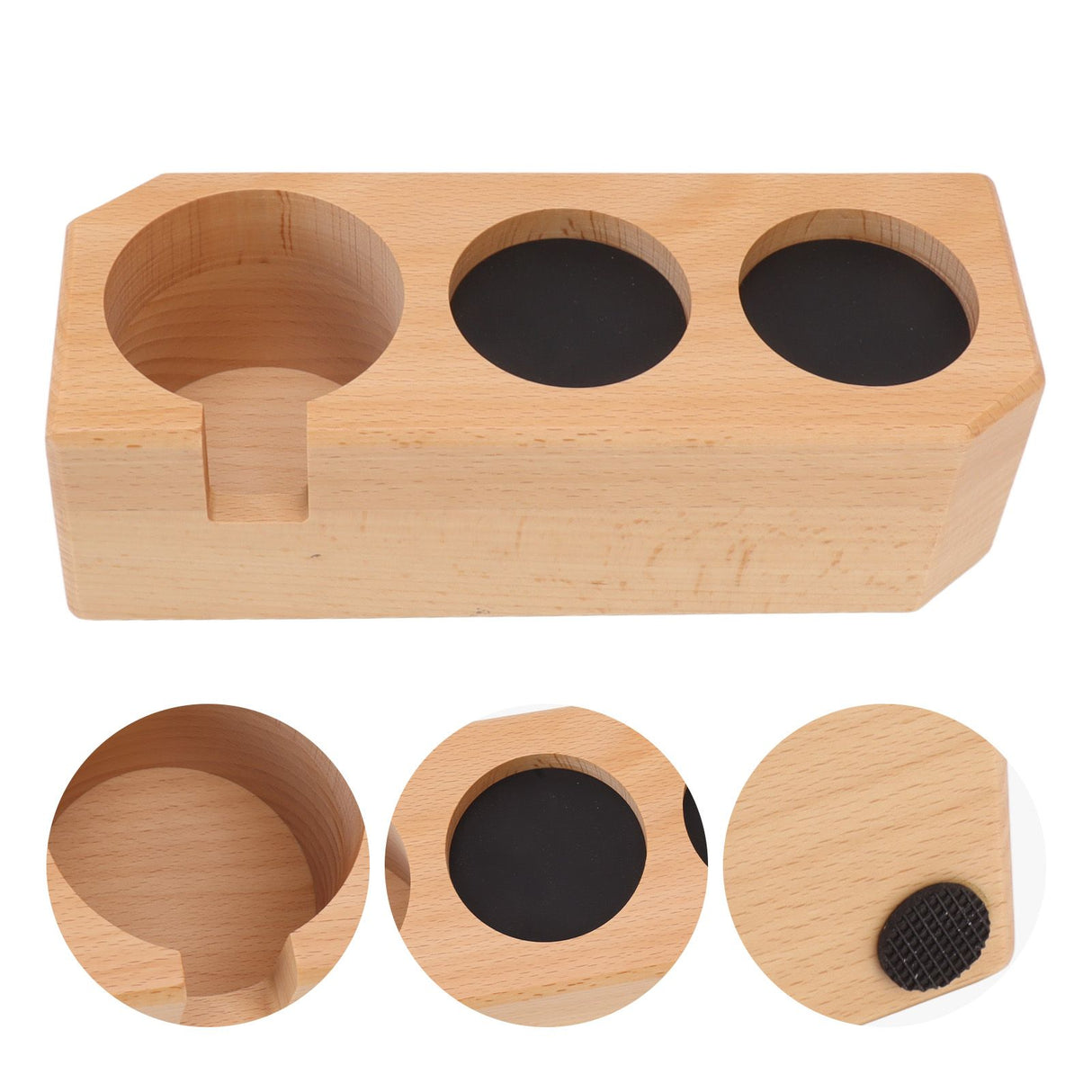 Tamping Station Beech Wood Tamper Mat Stand with Anti Slip Pad for Coffee Bar Accessories L