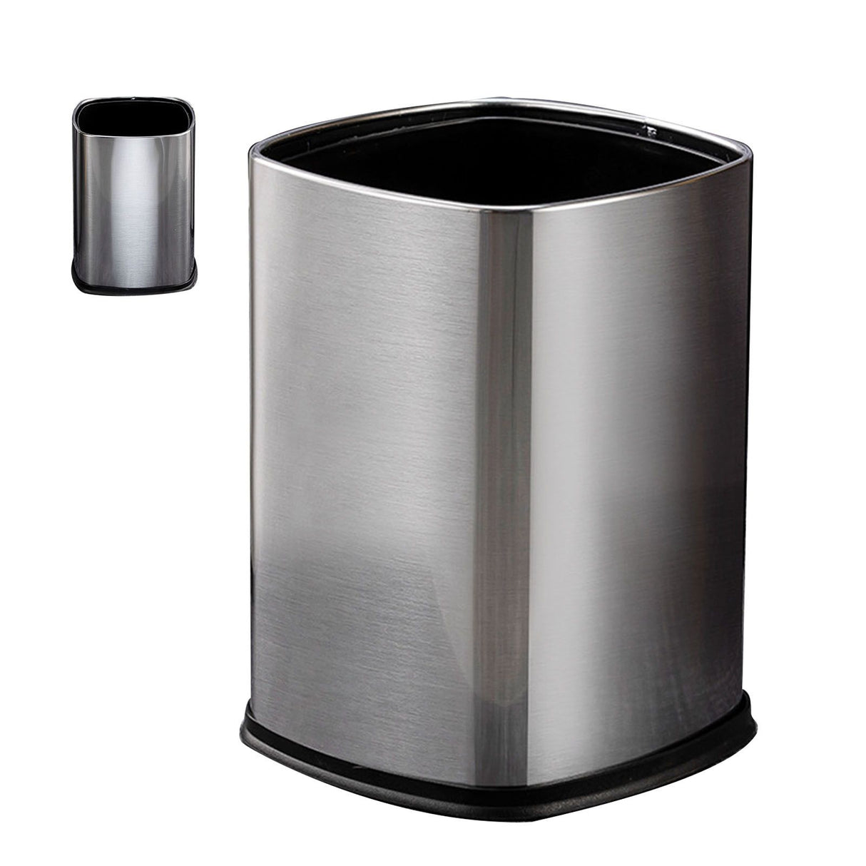 12L Rectangular Trash Can Lidless Living Room Kitchen Office Stainless Steel Dustbin Trash Can