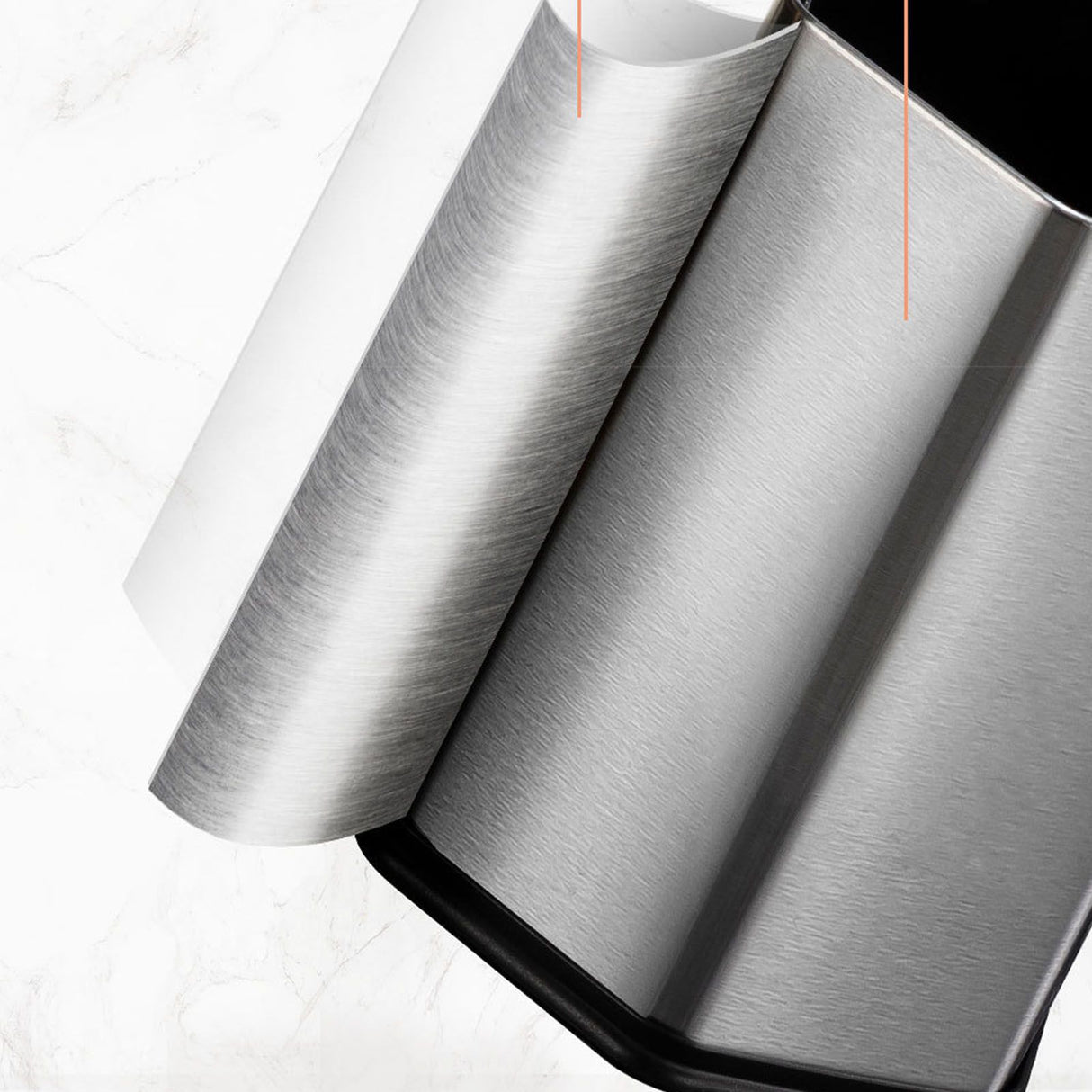 12L Rectangular Trash Can Lidless Living Room Kitchen Office Stainless Steel Dustbin Trash Can