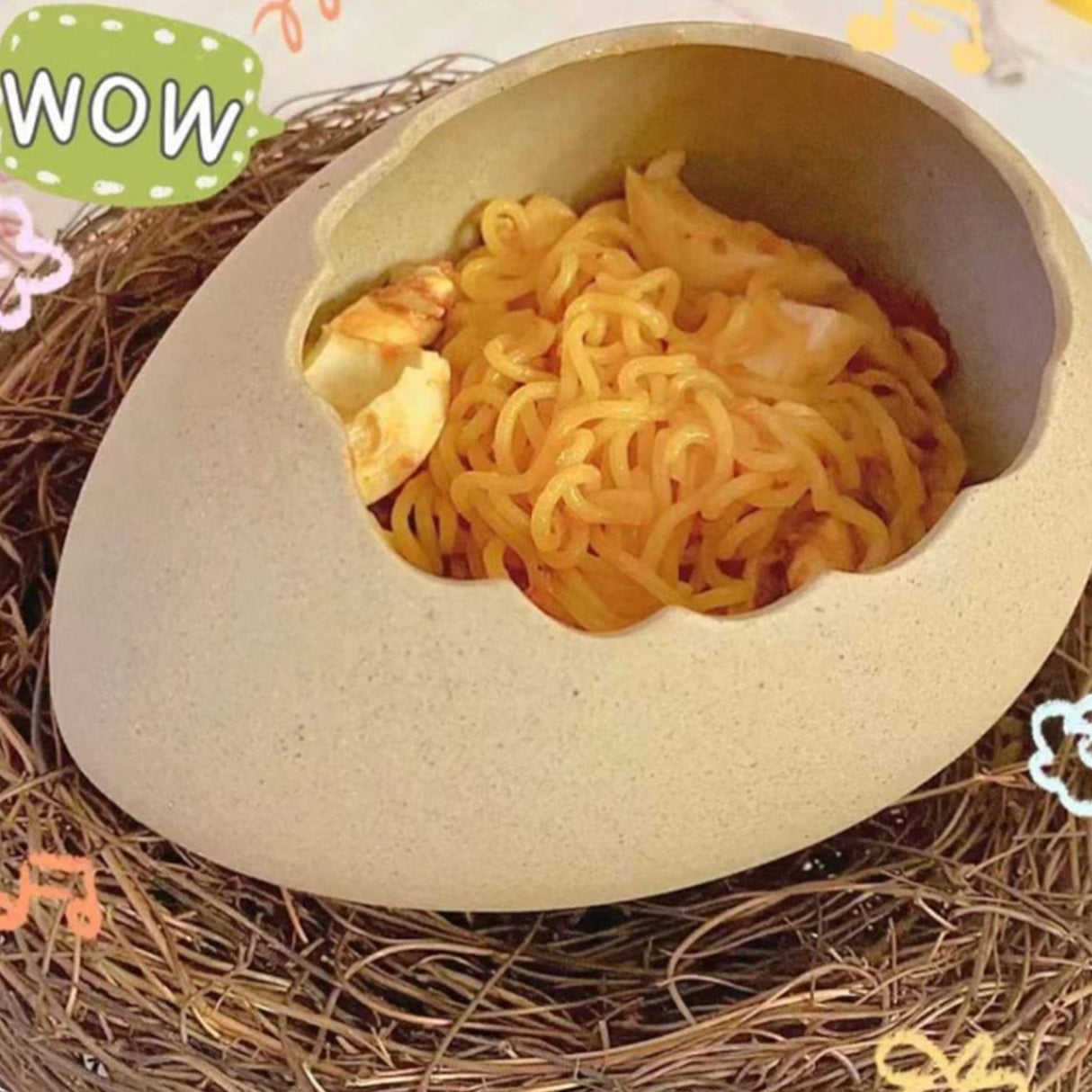 Egg Shell Bowl Ceramic Lifelike Decorative Toxic Free Noodle Dessert Bowl for Home Restaurant