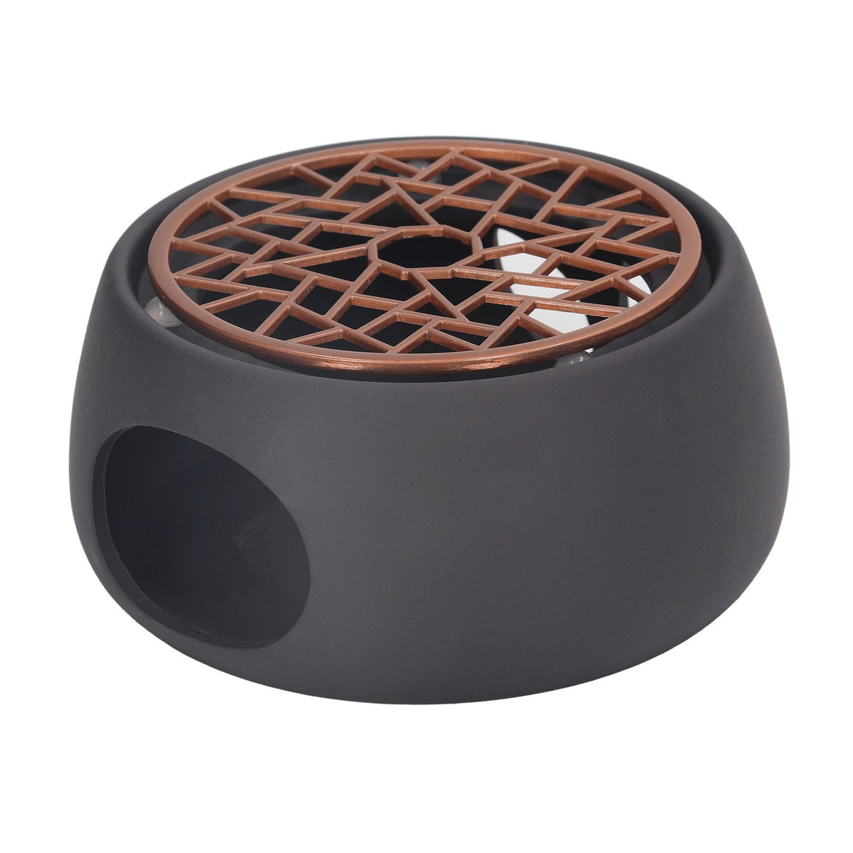 Teapot Warmer Base Ceramic Candle Heater Tea Coffee Milk Light Warmer with Purple Iron Pad for Home Black A Pad