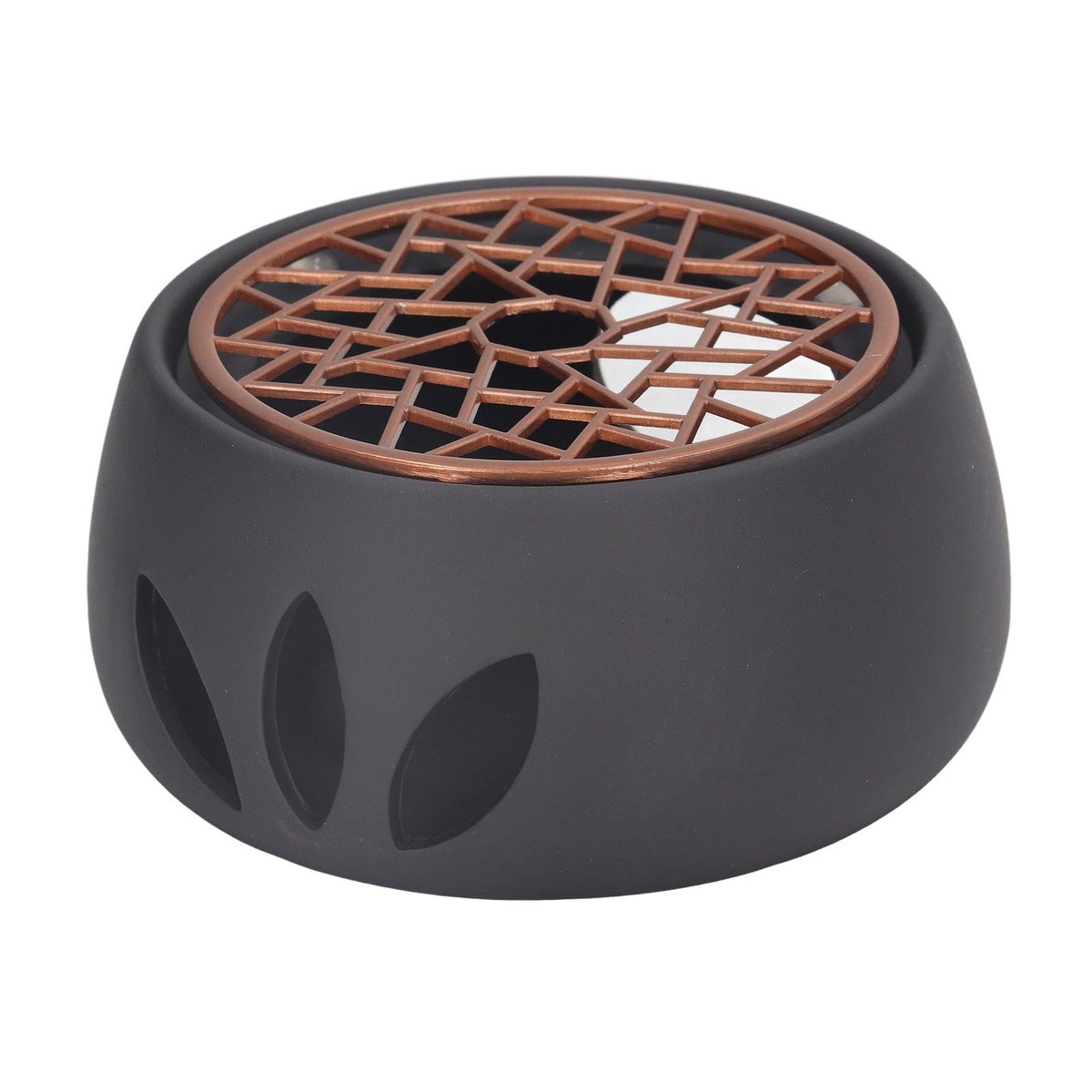 Teapot Warmer Base Ceramic Candle Heater Tea Coffee Milk Light Warmer with Purple Iron Pad for Home Black A Pad