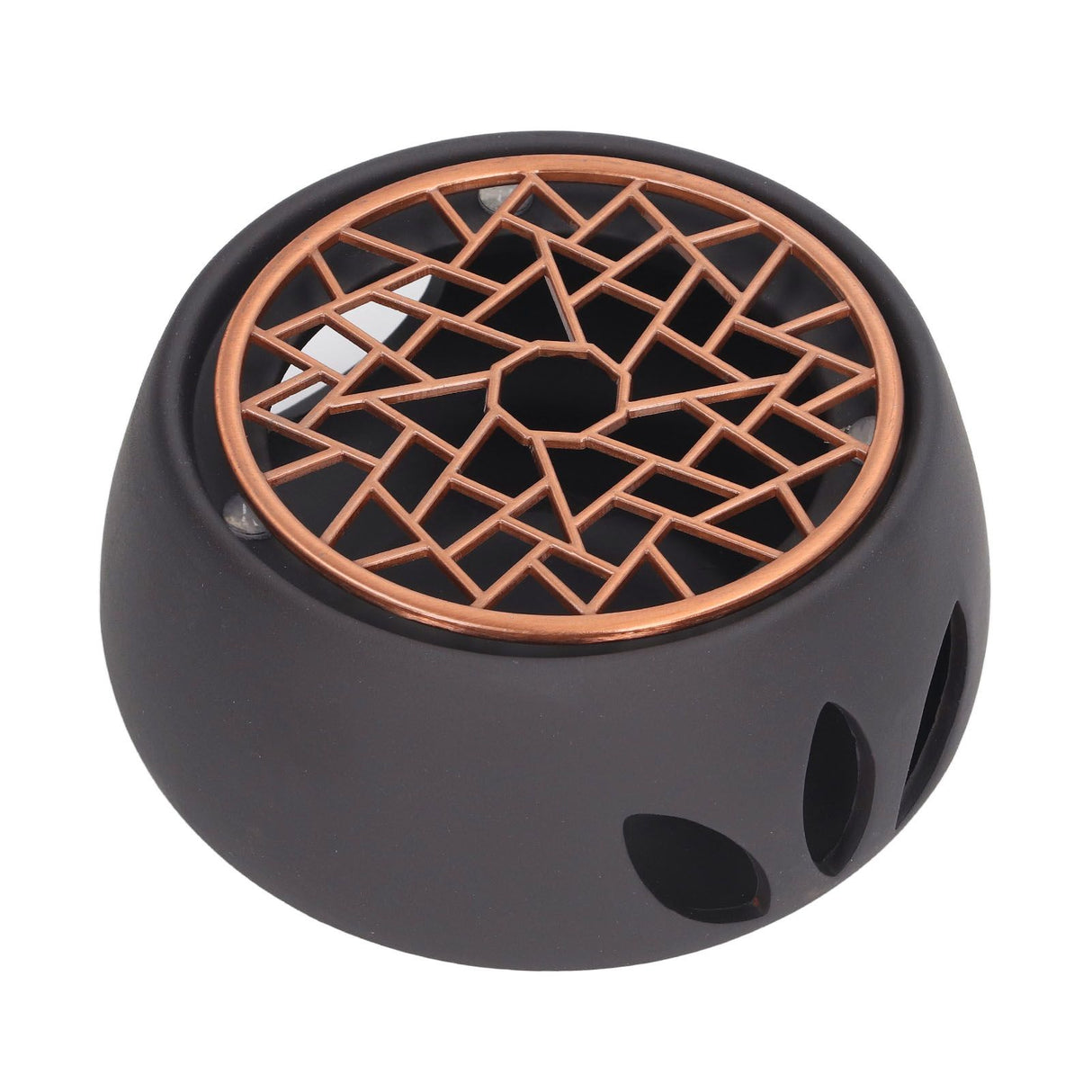 Teapot Warmer Base Ceramic Candle Heater Tea Coffee Milk Light Warmer with Purple Iron Pad for Home Black A Pad