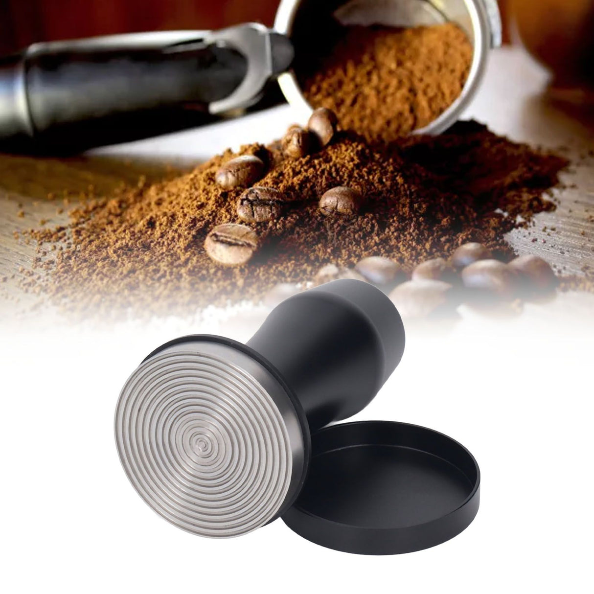 Coffee Tamper Aluminum Alloy Calibrated Tamper with Spring Loaded Stainless Steel Base for Cafe Home 53 Thread Bottom