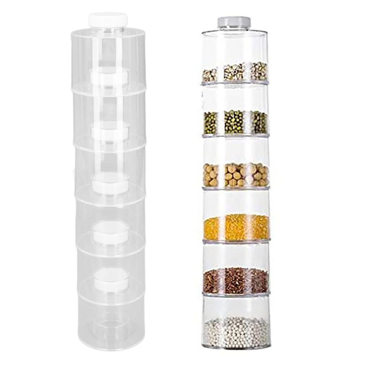 6 Pcs Stackable Spice Pot Spice Tower Spice Color Transparent Pot Seasoning Bottle for Kitchen