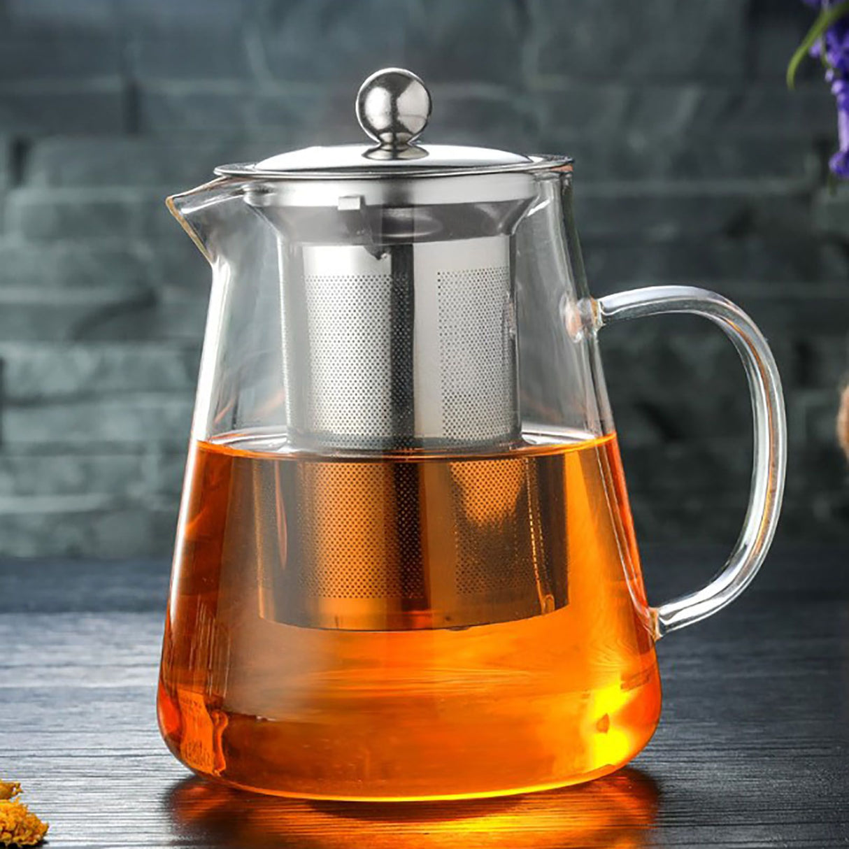 1300ml Glass Teapot Thickened Heat Resistant Clear Ergonomic Handle for Loose Leaf Blooming Tea