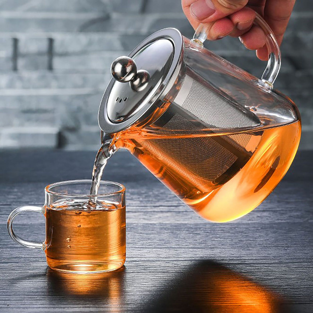 1300ml Glass Teapot Thickened Heat Resistant Clear Ergonomic Handle for Loose Leaf Blooming Tea