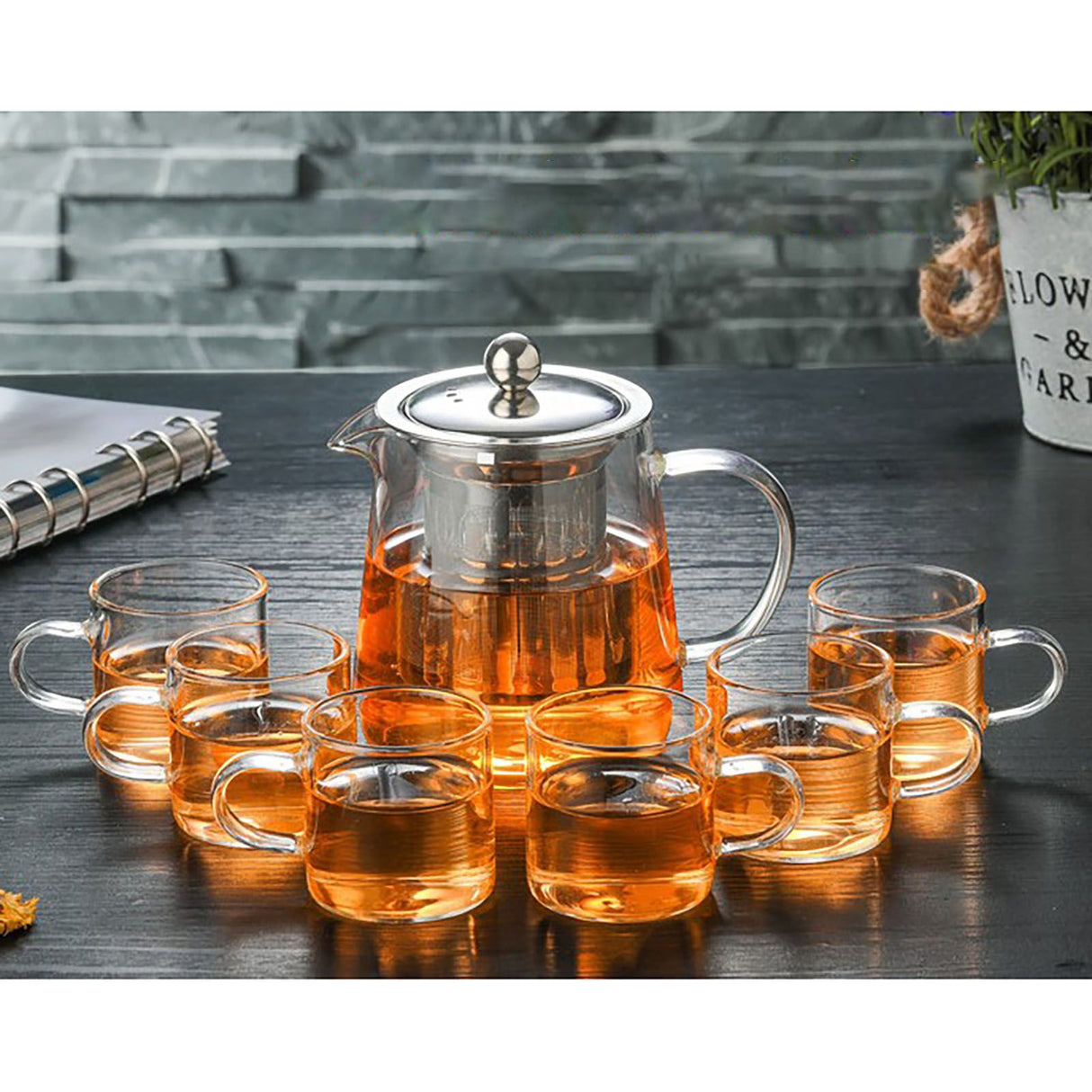 1300ml Glass Teapot Thickened Heat Resistant Clear Ergonomic Handle for Loose Leaf Blooming Tea