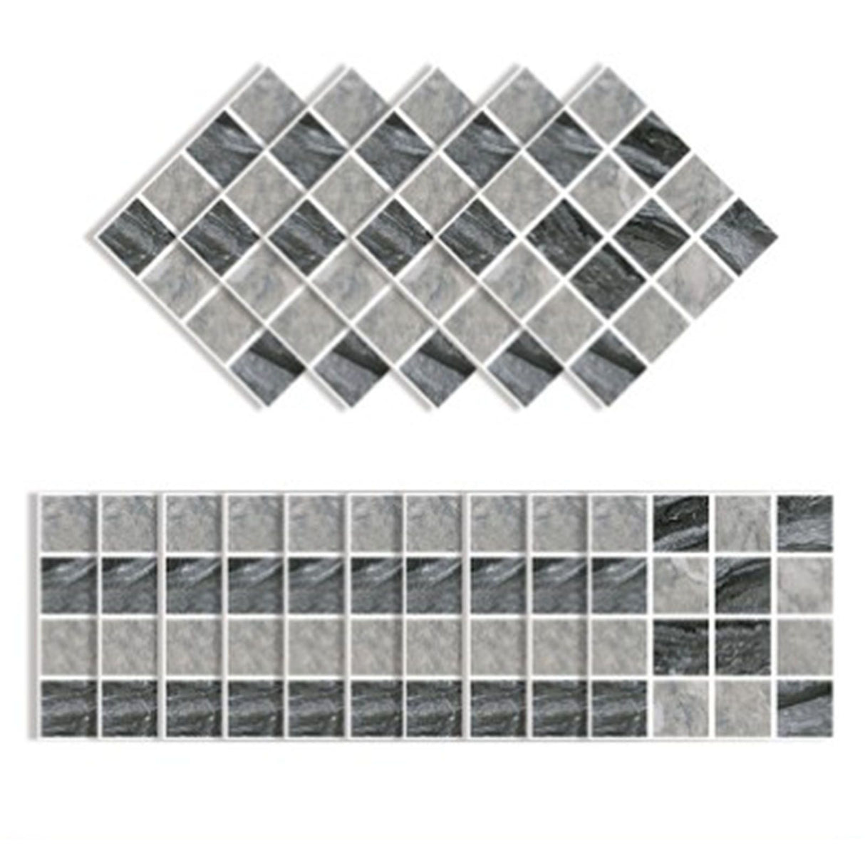 30PCS Mosaic Wallpaper PVC 3D Waterproof Oil Proof Self Adhesive Wall Sticker for Kitchen Countertops Light Grey Lattice