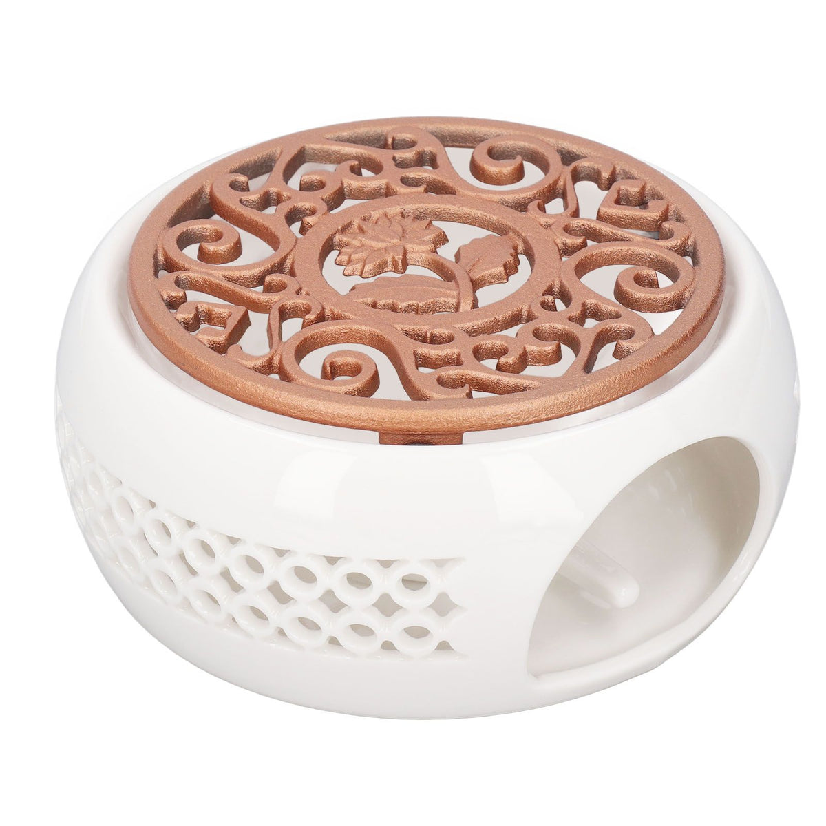 Ceramic Teapot Warmer Hollowed Pad Concave Bottom Practical Multifunction Teapot Heater for Family Office Cafe