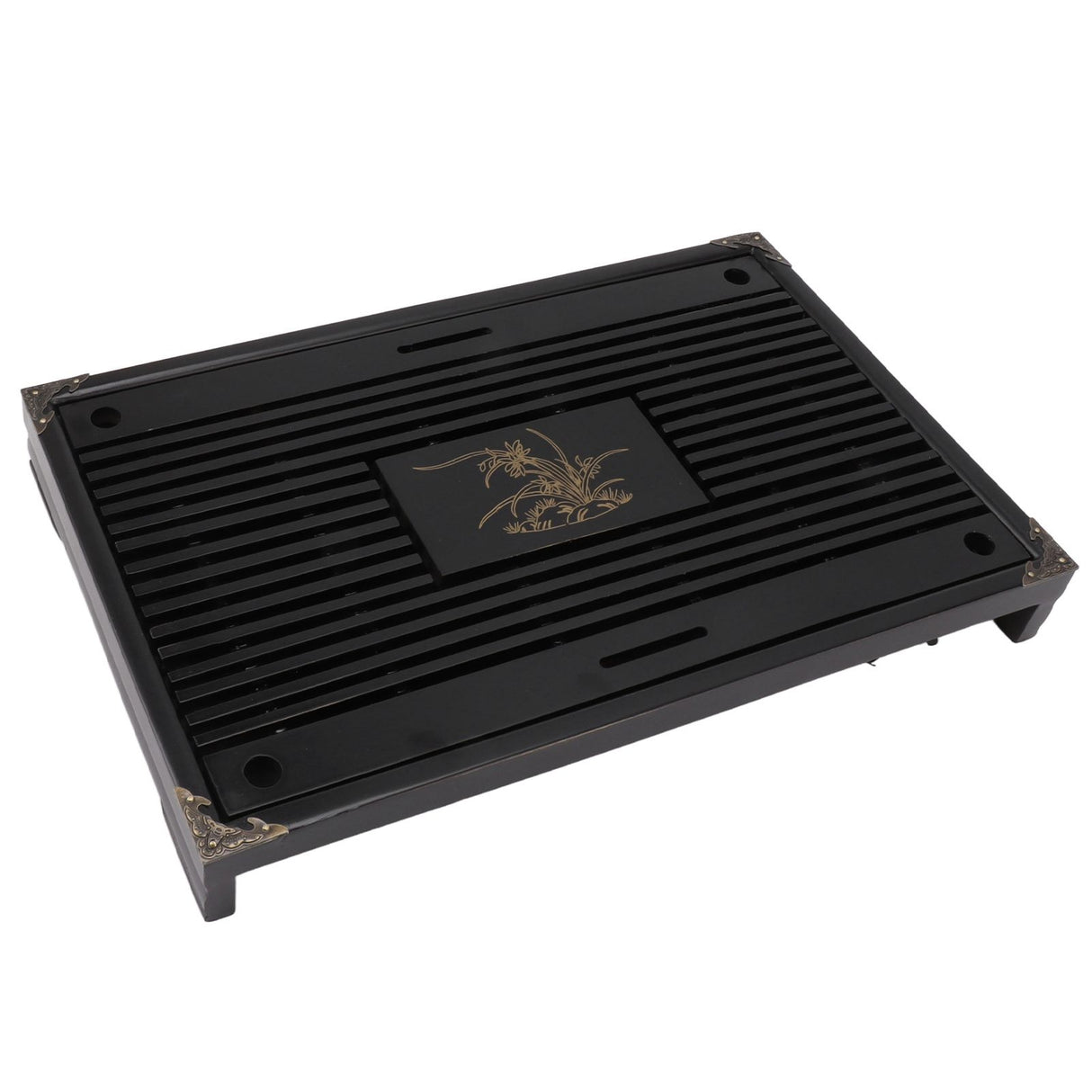 Gongfu Tea Tray Water Storage Drainage Home Decoration Ornament Serving Tray for Office Black