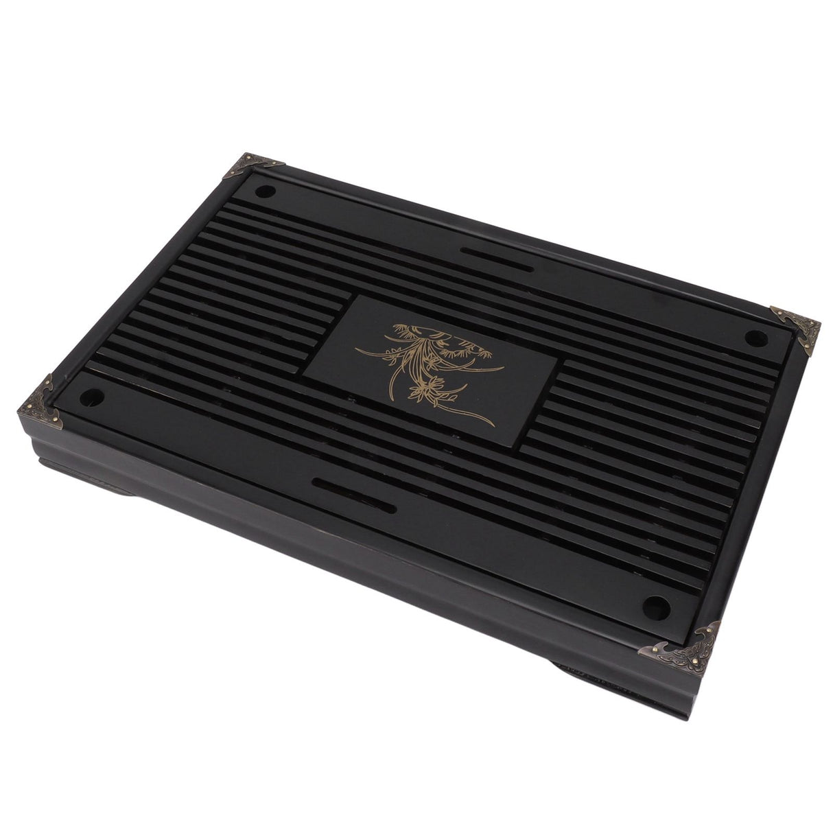 Gongfu Tea Tray Water Storage Drainage Home Decoration Ornament Serving Tray for Office Black