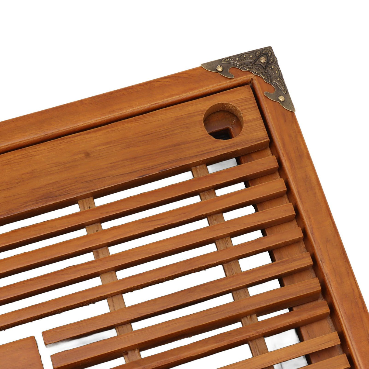 Chinese Style Kongfu Tea Tray Wooden Teaboard Drainage Water Storage Serving Tray Orchid Pattern Yellow