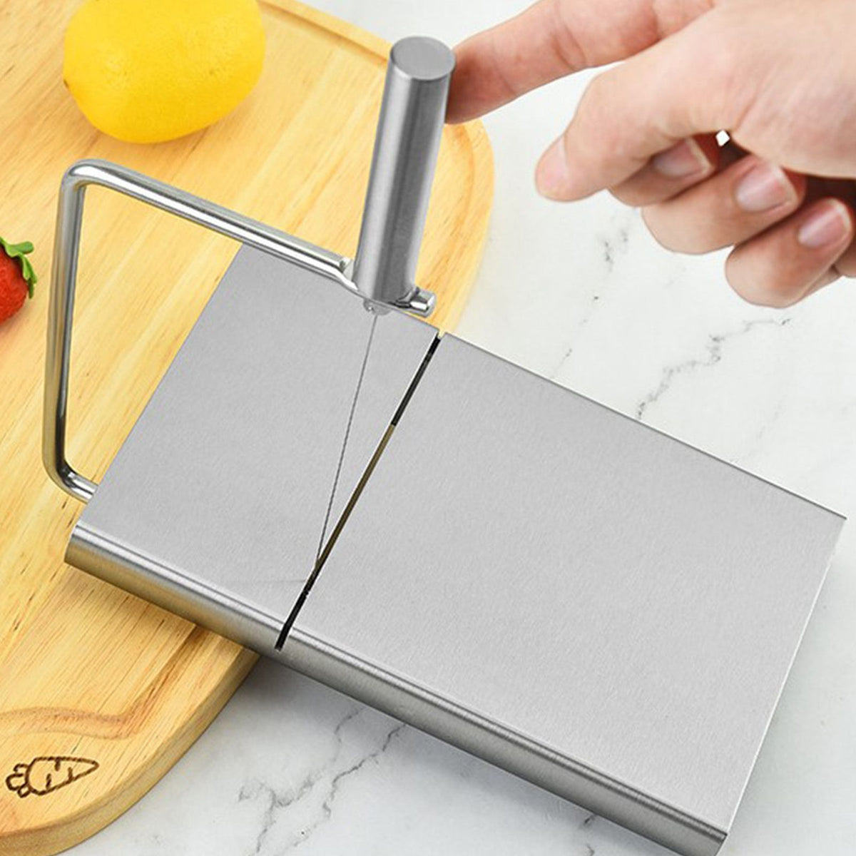 Cheese Cutter Board Stainless Steel Household Anti Corrosion Cheese Cutter with 6PCS Cutting Wire for Kitchen