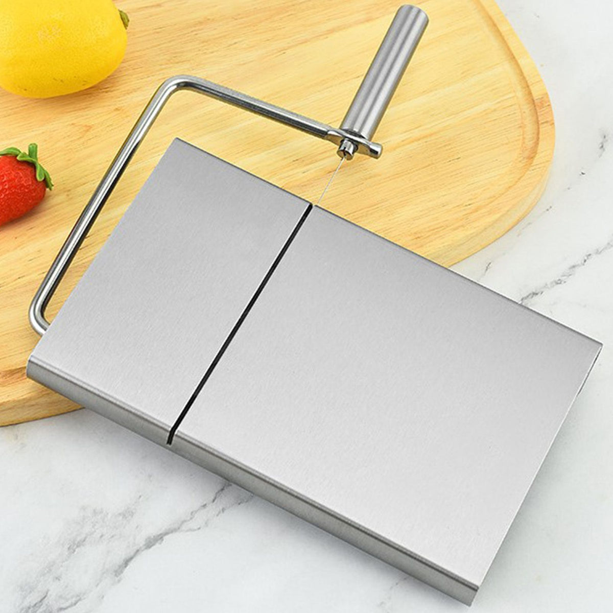 Cheese Cutter Board Stainless Steel Household Anti Corrosion Cheese Cutter with 6PCS Cutting Wire for Kitchen