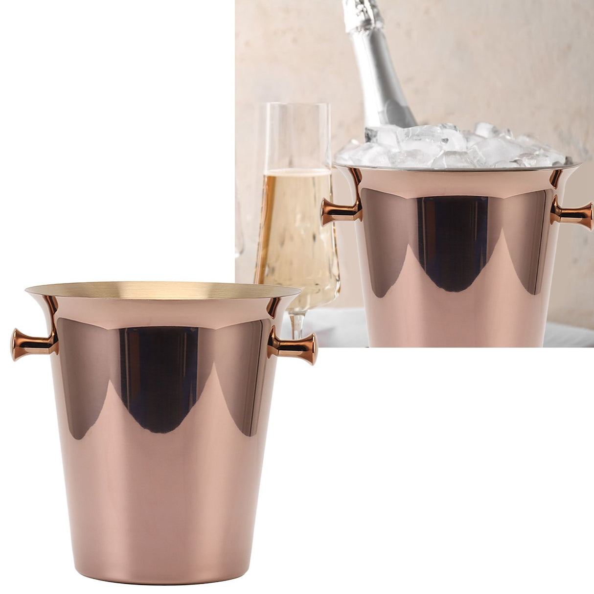 Ice Bucket with Handles Stainless Steel Beer Wine Beverage Cooling Tub for Home Bar 5L Capacity