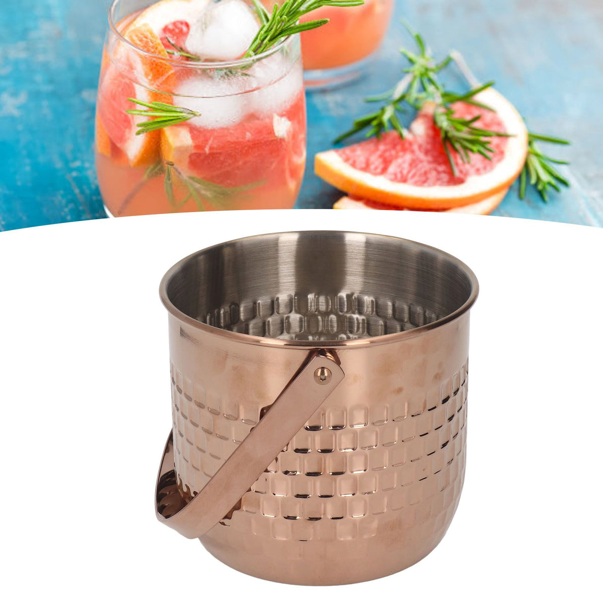 Wine Bucket Double Layer Stainless Steel Insulated Ice Wine Bucket for KTV Bar Dinner Party Rose Gold