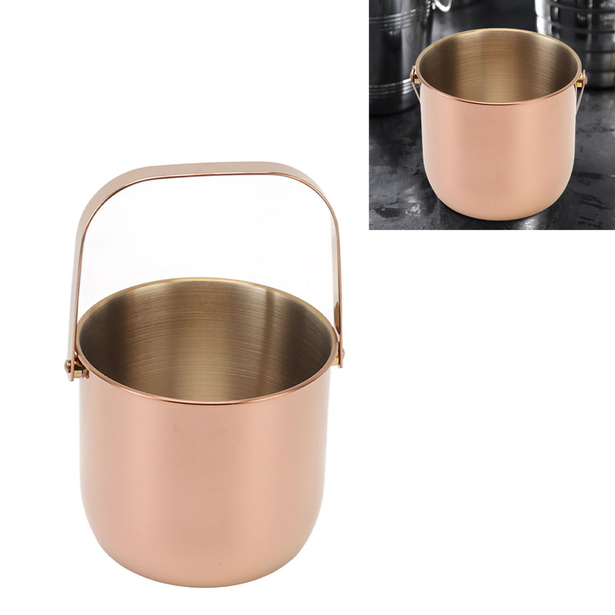 KTV Bar Commercial Thickened Ice Bucket Stainless Steel Double Insulation Ice Bucket Wine Champagne Beer Ice Bucket Rose Gold