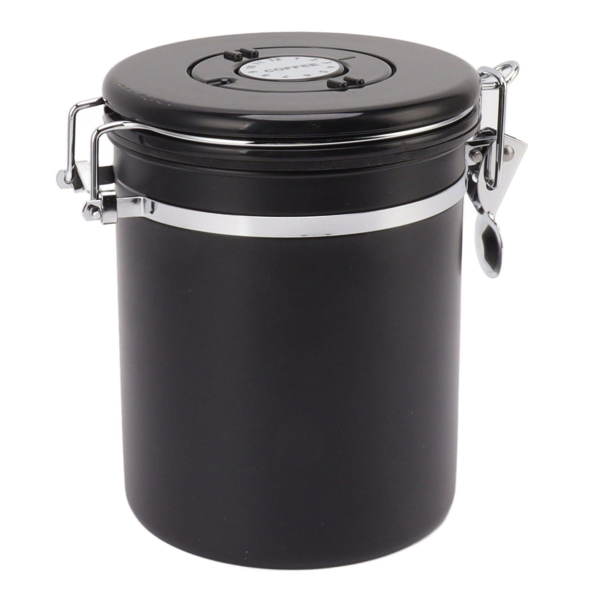 Coffee Bean Storage Container 304 Stainless Steel Exhaust Valve Coffee Bean Sealed Tank with Date Tracker and Scoop 1.8L (12x18cm / 4.7x7.1in)