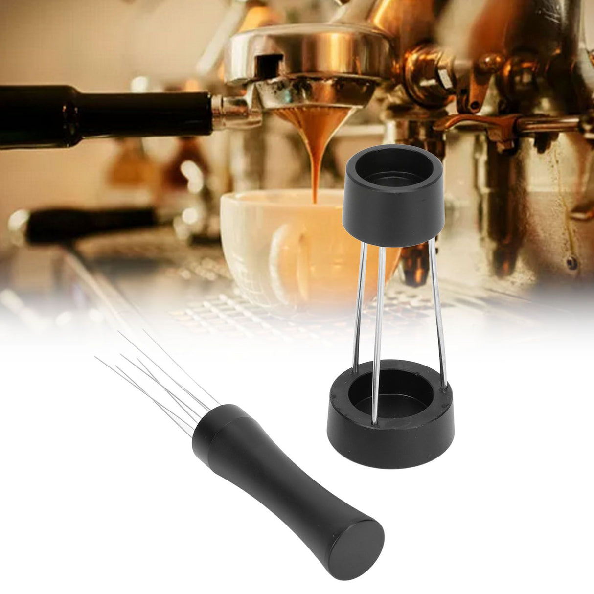 Coffee Stirrer Distributor Needle Stainless Steel Coffee Stirring Powder Needle Distributor Black