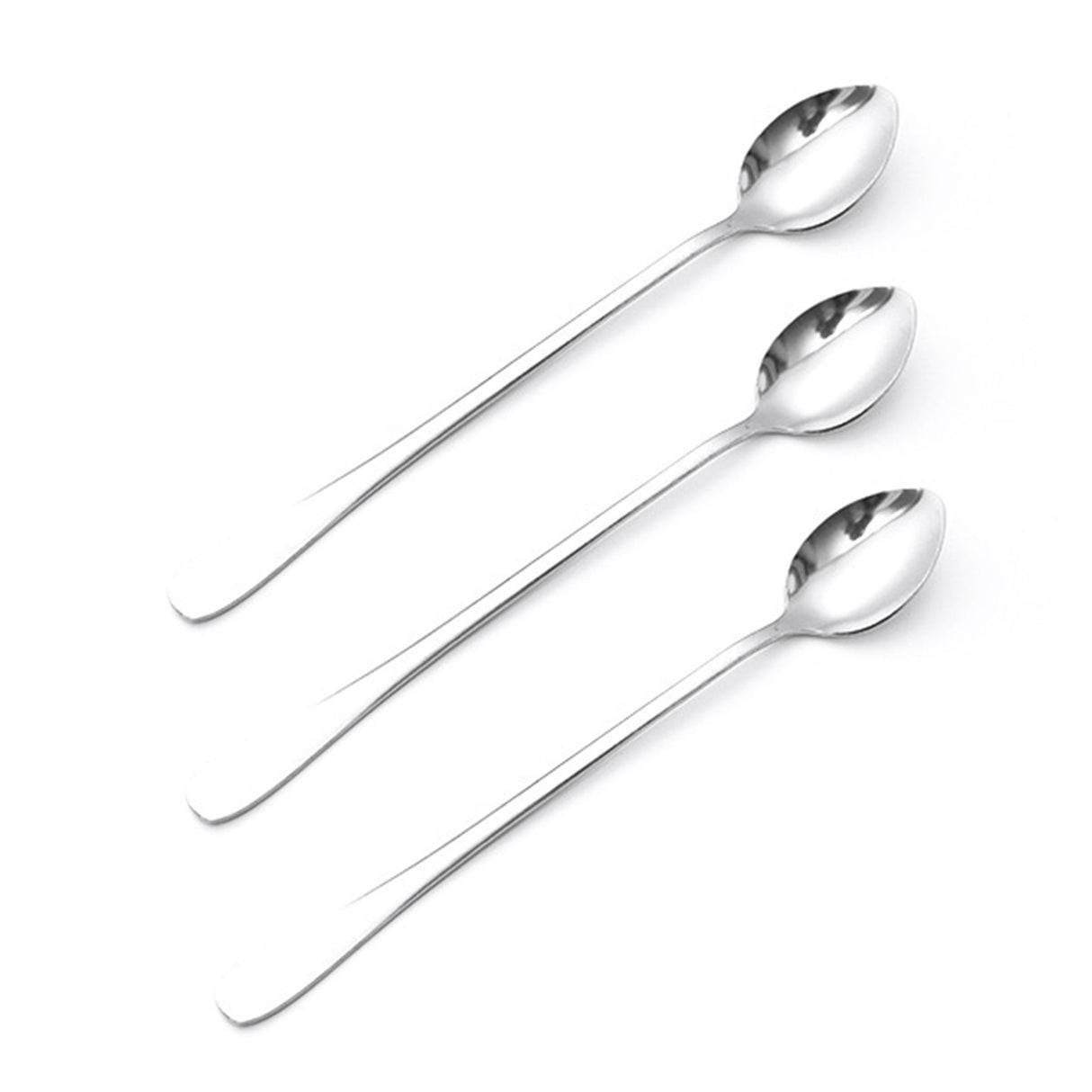 3Pcs Stainless Steel Long Handle Spoon Coffee Ice Tea Ice Cream Spoon for Bar Home Party Pointed Head