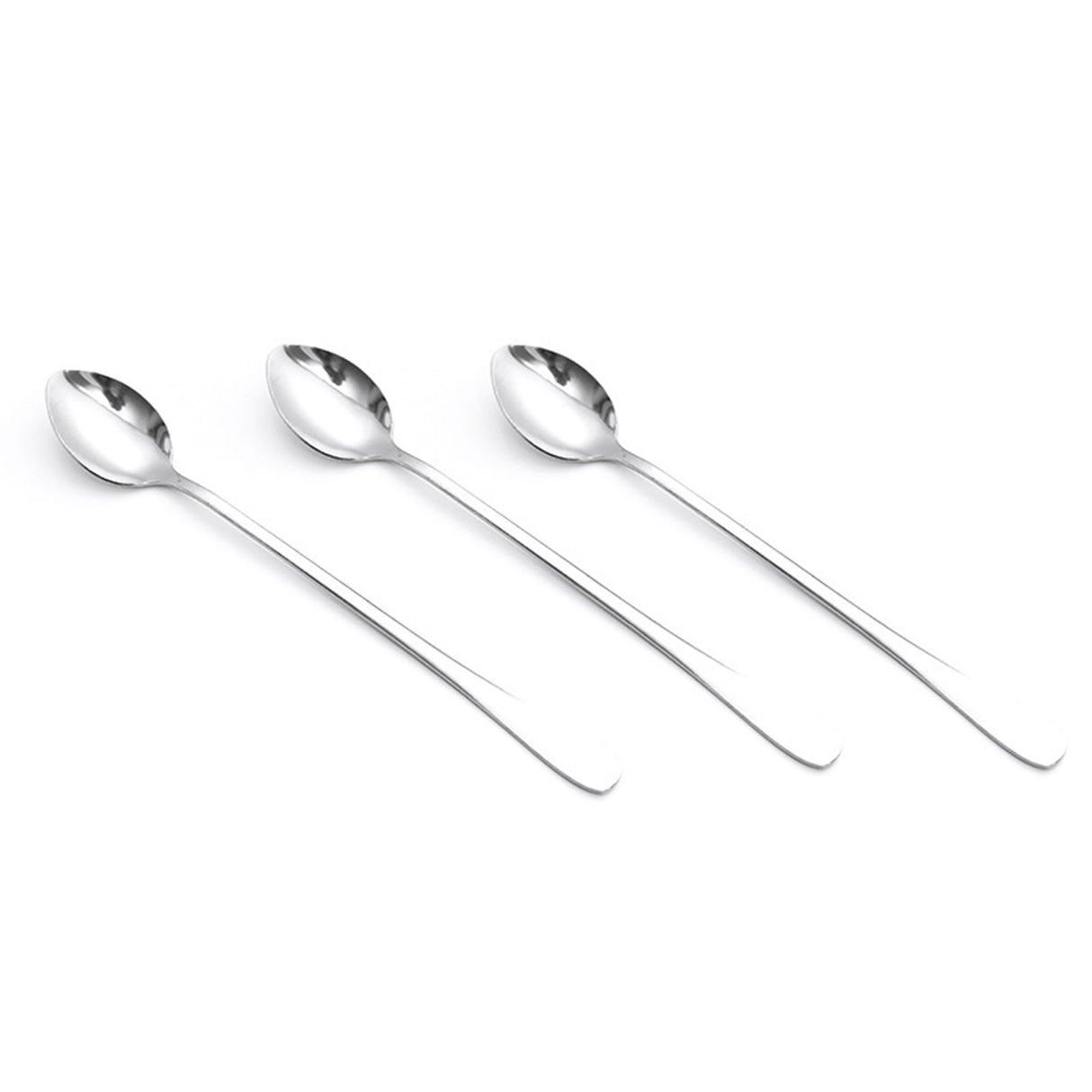 3Pcs Stainless Steel Long Handle Spoon Coffee Ice Tea Ice Cream Spoon for Bar Home Party Pointed Head