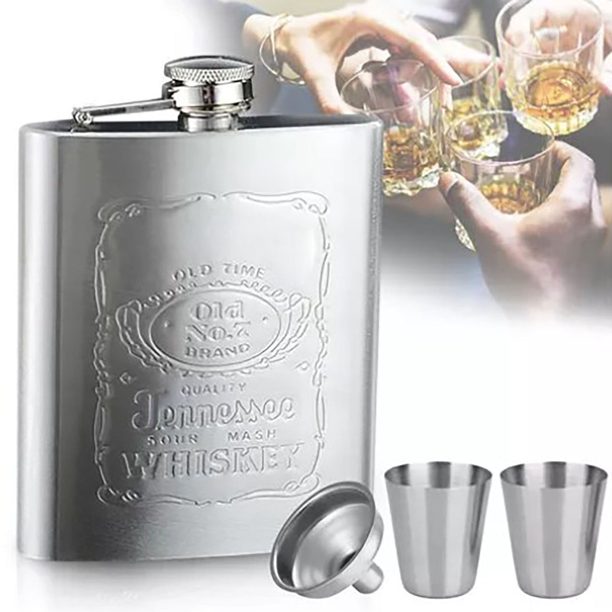 Hip Flask Portable Leak Proof Stainless Steel Whisky Hip Flask with Funnel for Hiking Climbing Fishing Camping 7oz