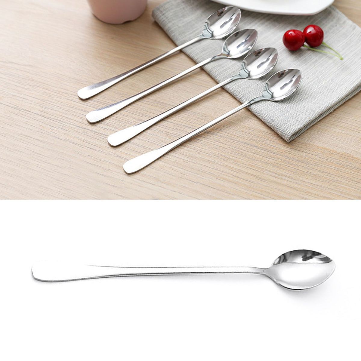 Long Handle Spoons Stainless Steel Elegant Multi Functional Stirring Spoons for Coffee Tea Dessert 3pcs Pointed Head
