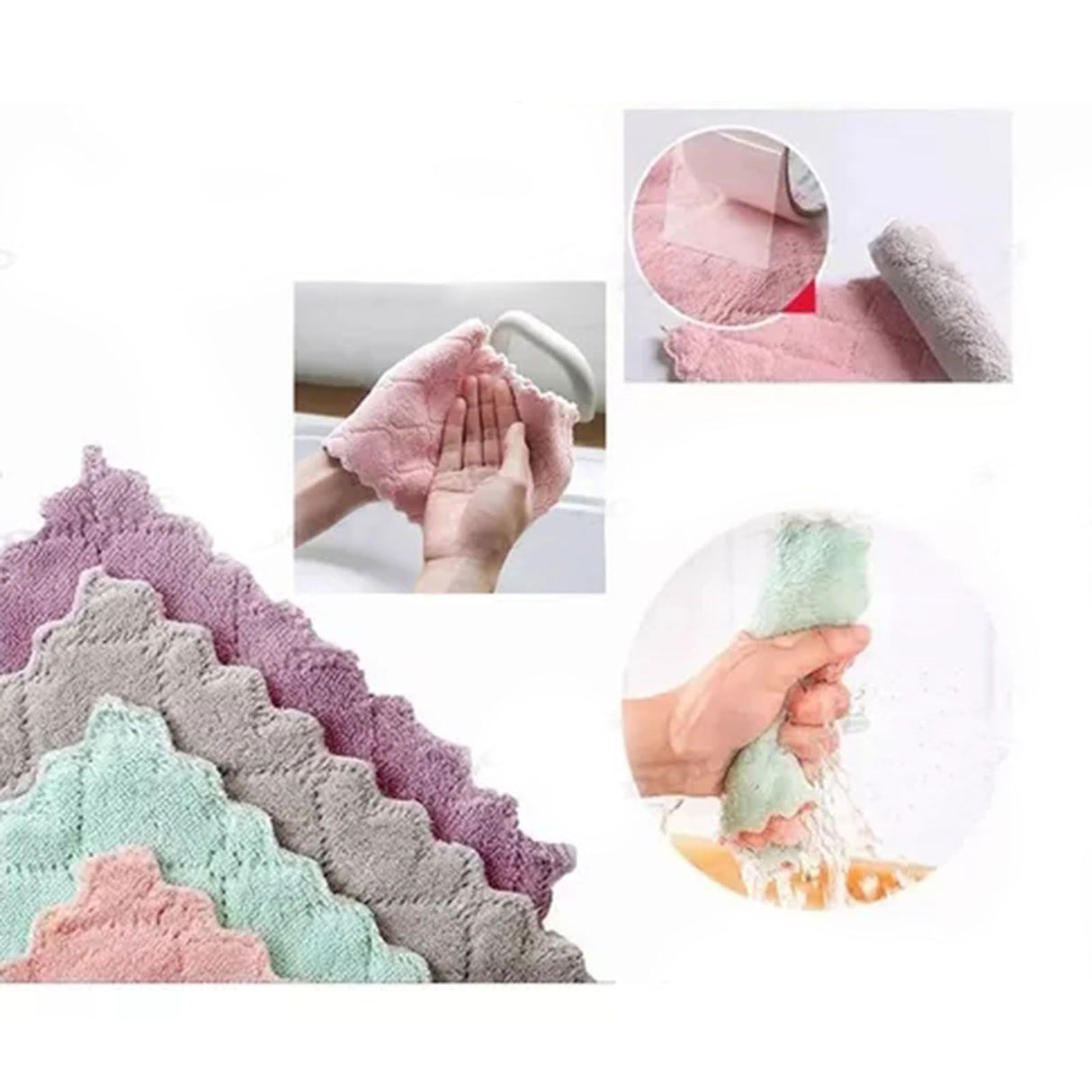 20Pcs Lint Free Kitchen Cleaning Cloth Dish Towels Double Sided Water Absorption Microfiber Dish Cloths