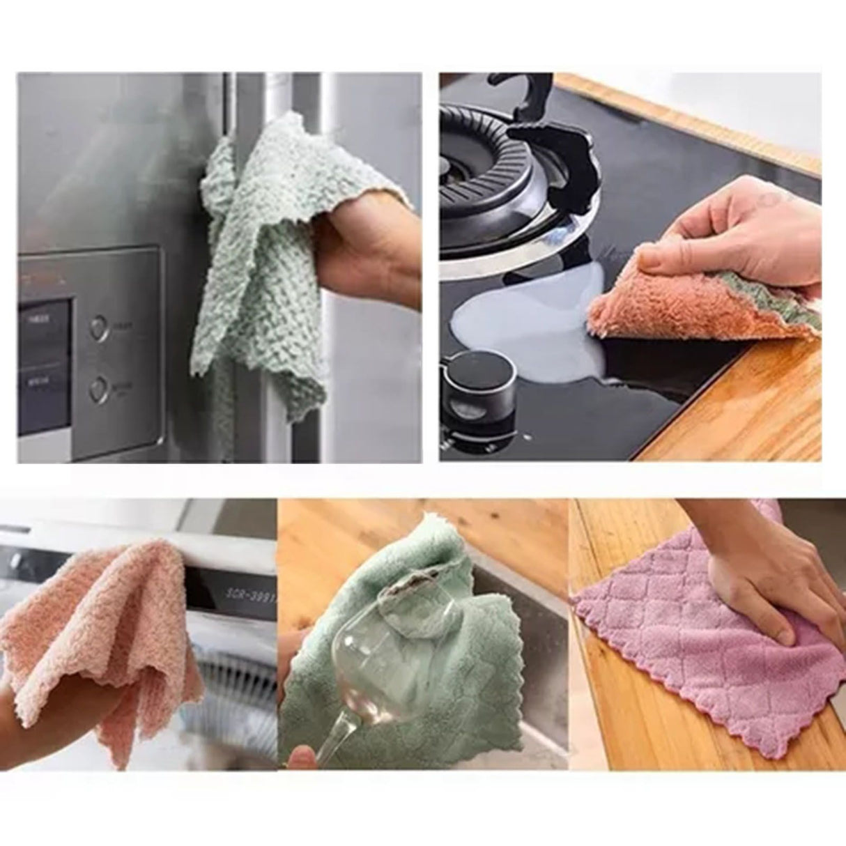 20Pcs Lint Free Kitchen Cleaning Cloth Dish Towels Double Sided Water Absorption Microfiber Dish Cloths