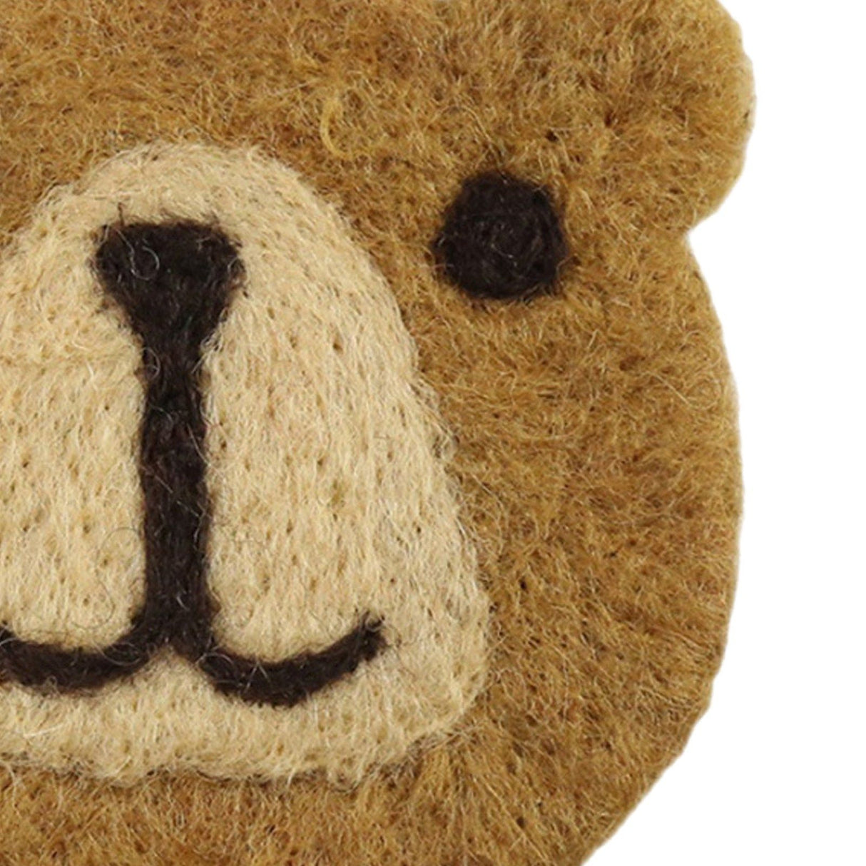 Bear Wool Felt Coaster Cute Soft Insulated Anti Slip Decorative Drink Coaster for Coffee Brown Free Size