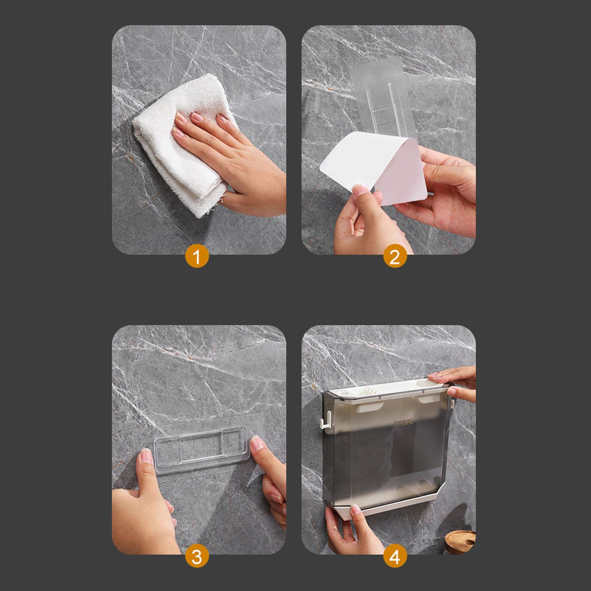 Kitchen Knife Holder Transparent PET Wall Mounted Storage Block Tools Hanging Rack Holder Shelf Gray