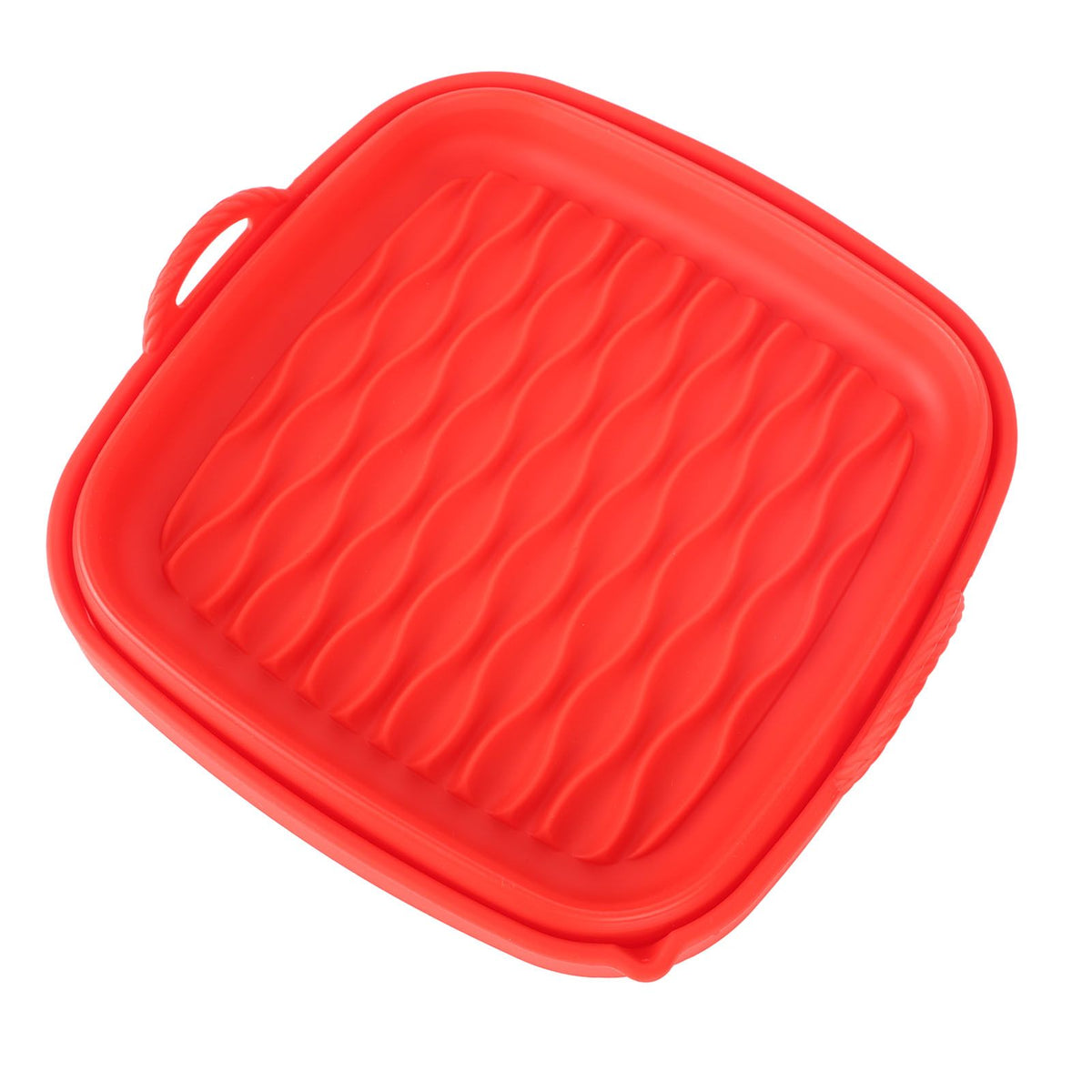 Reusable Fryer Liners Wave Grain Square Fryer Silicone Basket for Home Baking Camping Barbecuing Red