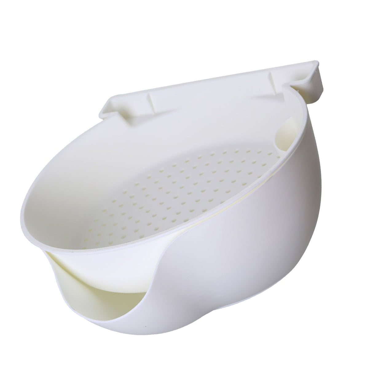 Strainer Bowl 2 Layer Fruit Colander Basket Plastic with Phone Bracket for Kitchen Food White