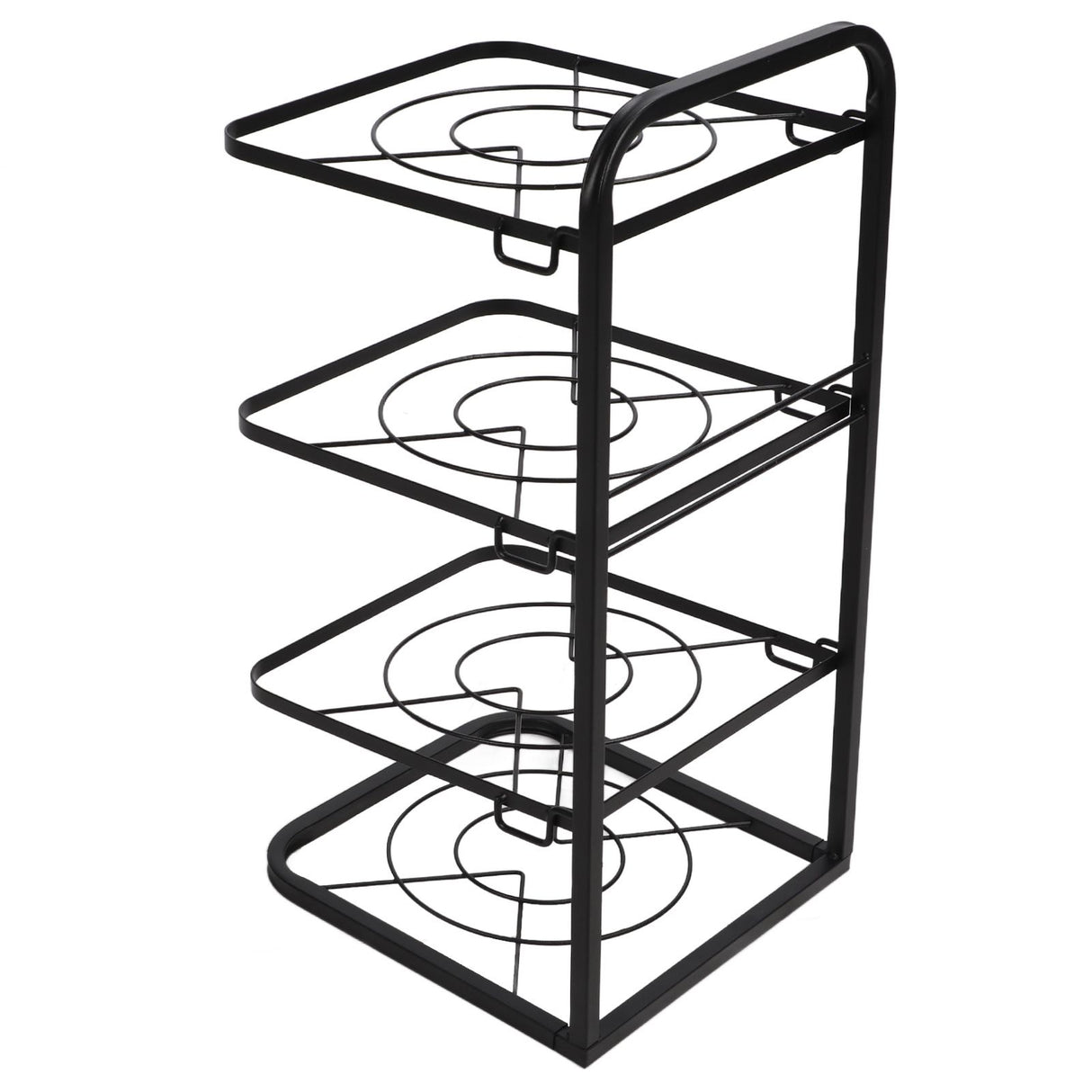 Kitchen Pots Organizer 4 Tiers Adjustable Height Space Saving Pan Rack for Under Sink Cabinet Countertop