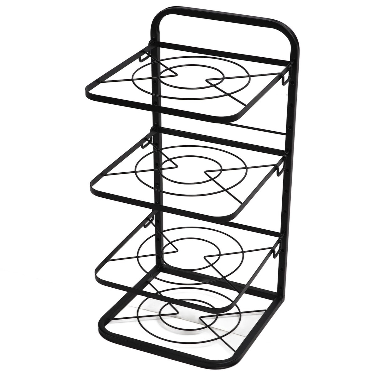 Kitchen Pots Organizer 4 Tiers Adjustable Height Space Saving Pan Rack for Under Sink Cabinet Countertop