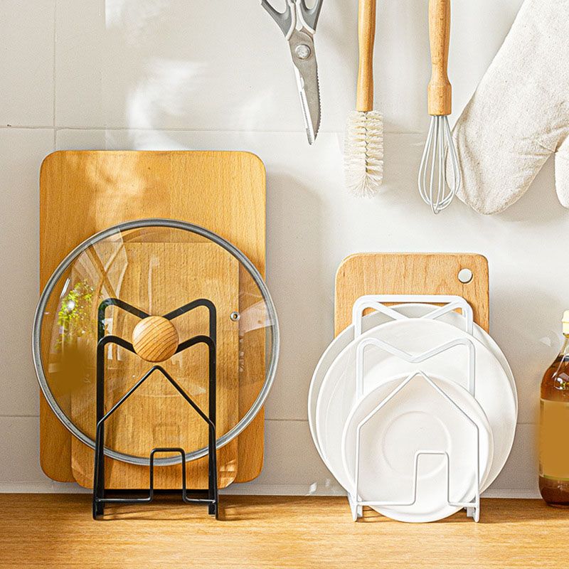 Chopping Board Storage Rack Multifunctional Pot Pan Lid Stand Holder Iron Good Ventilation Kitchen Countertop Organizer Black Standard