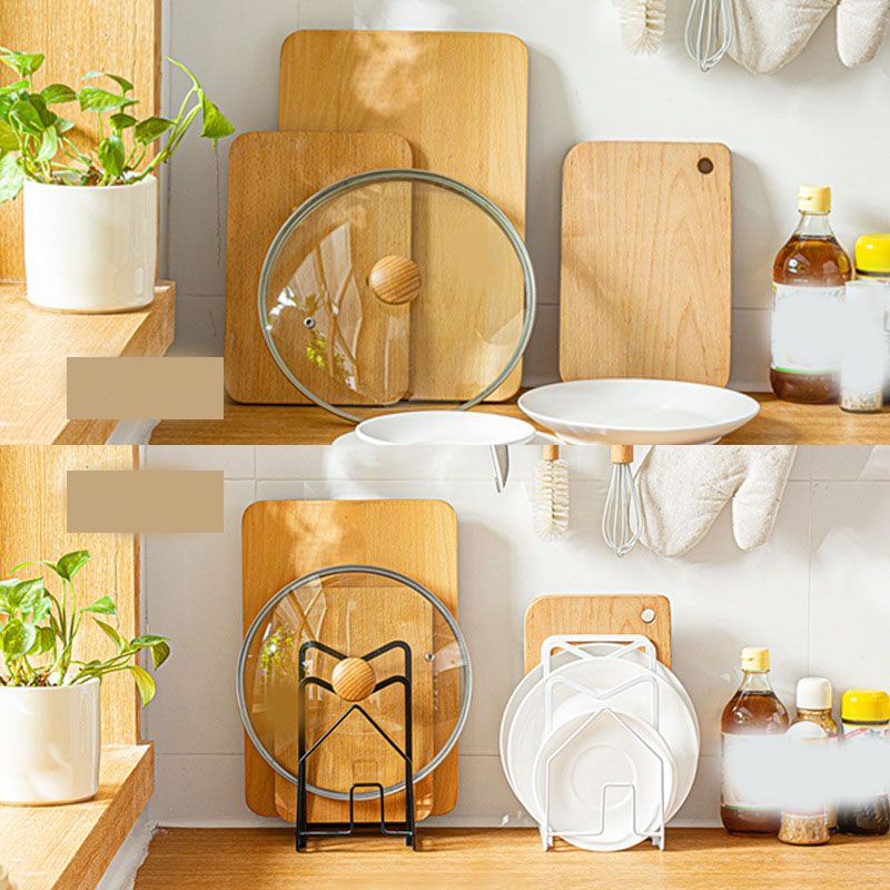 Chopping Board Storage Rack Multifunctional Pot Pan Lid Stand Holder Iron Good Ventilation Kitchen Countertop Organizer Black Standard