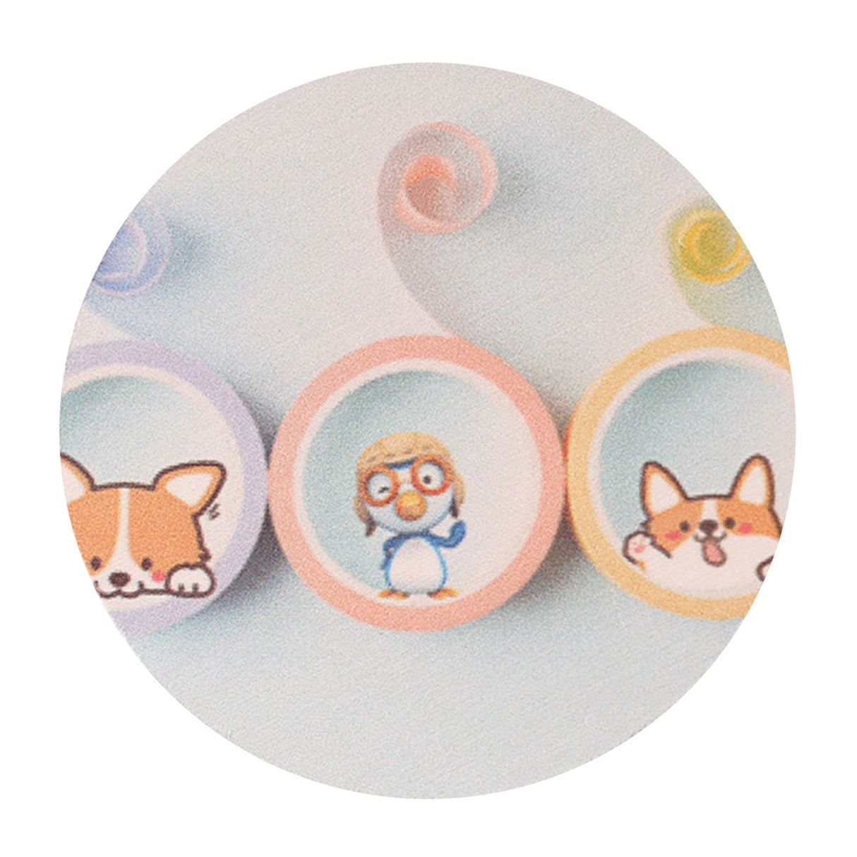 Round Cartoon Diatom Mud Coaster Water Absorbent Coaster Cutlery Insulation Anti Scalding Pad Marble Table Decor Flying Penguin