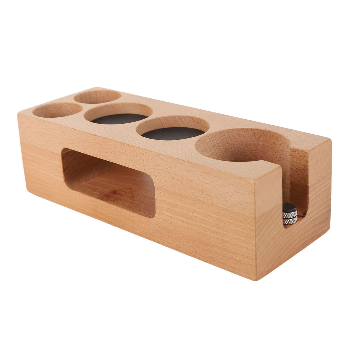 Wood Coffee Filter Tamper Holder Wooden Coffee Tamper Mat Stand for Home Cafe Restaurant Hotel Office 58mm 5 Hole
