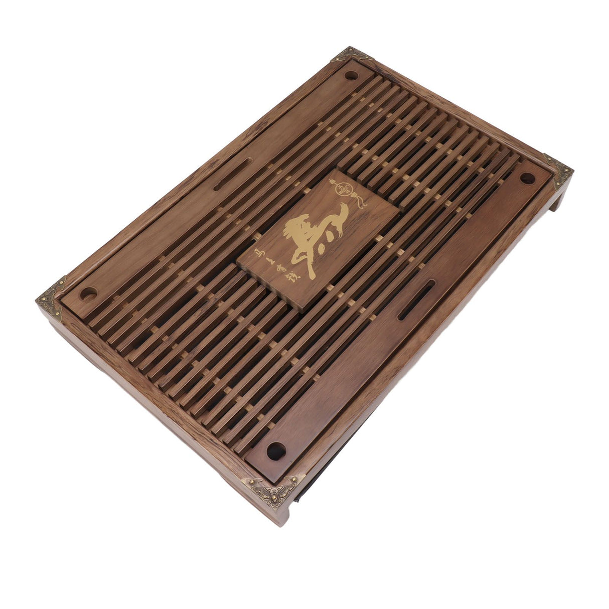Water Storage Tea Tray with Drainage Tool Hose Non Fading Water Drainage Tea Serving Tray for Home Type A Light Black