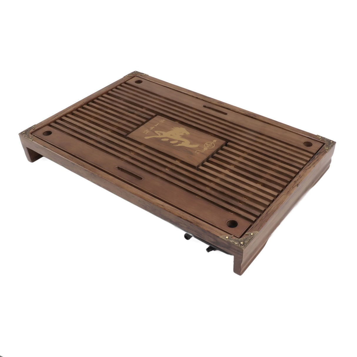 Water Storage Tea Tray with Drainage Tool Hose Non Fading Water Drainage Tea Serving Tray for Home Type A Light Black